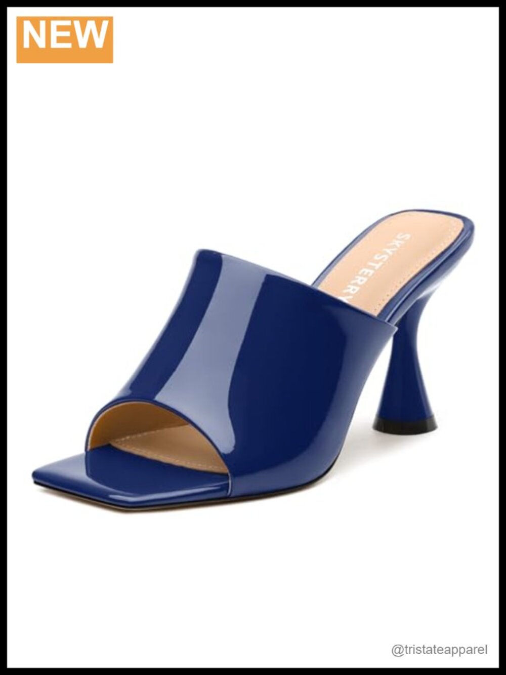 Heeled Mules Square Open Toe Slip-On Sandals Chunky Block High Heel